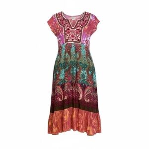 BIla Dress Womens Small Colorful Boho Festival Flowy